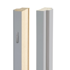 Profil ościeżnicy drzwiowej t.b.t., szary i drewniany, widok szczegółowy.