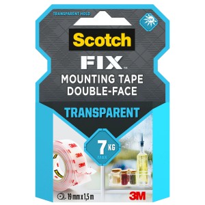 3M Scotch-Fix Dwustronna taśma montażowa przezroczysta, 19 mm x 1,5 m - 1 rolka