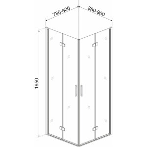 Kabina kwadratowa Style drzwi składane chrom 6mm 195x90