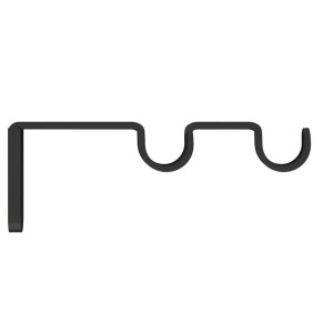 Czarny podwójny wspornik karnisza do montażu ściennego.