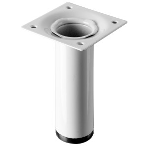 Biała noga do stołu Hettich, Ø 30 mm x 100 mm, do konstrukcji mebli.