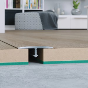 Listwa profilowa: Profil T do podłóg, kolor srebrny, do łączenia wykładzin podłogowych.