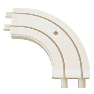 Biały łuk narożny Gardinia do okna wykuszowego, 2-biegowy, do szyn karniszowych, kąt 90°.