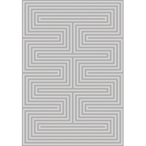 Dywan z krótkim włosiem t.b.t. ze wzorem szarego labiryntu.
