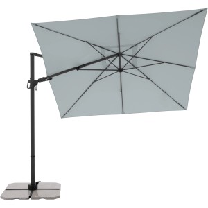 Jasnoszary parasol z korbą Derby DX, ok. 276x276 cm, ze stojakiem (bez płyt).