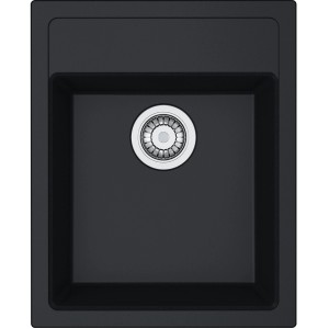 Czarny zlewozmywak granitowy t.b.t., widok z góry.