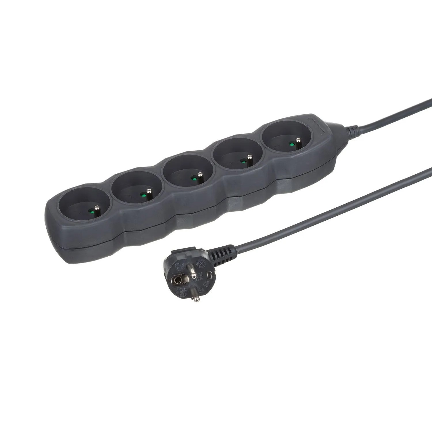 Düwi Przedłużacz listwowy 5-gniazdowy 2P+Z 3x1,0mm2 grafit 5 m