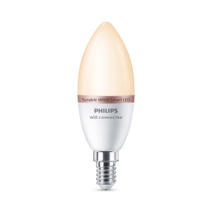Żarówka Philips Smart LED E14, kształt świeczki, regulowana biel, pojedyncze opakowanie.