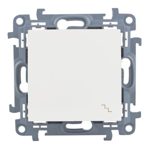 Włącznik t.b.t., biały z szarą ramką. Włącznik ścienny do światła i prądu.