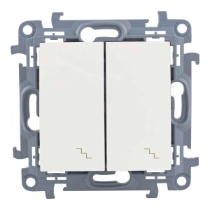 t.b.t. włącznik i przycisk z dwoma białymi przełącznikami i szarą ramką.