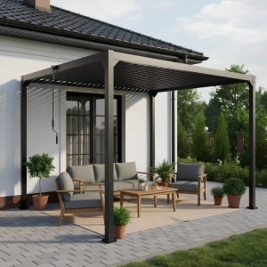 Pergola aluminiowa antracyt - 3 x 3 x 2,3 m