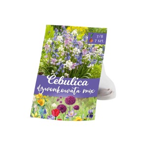 Opakowanie mieszanki cebulek dzwonków, idealne na kolorowe wiosenne rabaty.