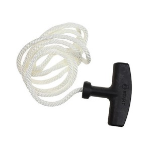 Linka startowa do kosiarki, biała linka z czarnym uchwytem.