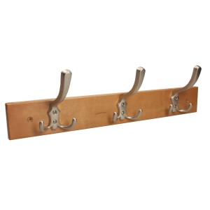 Wieszak t.b.t. z 3 haczykami, drewno i metal