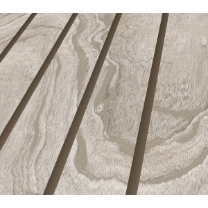 Zbliżenie na tapetę t.b.t. z efektem drewna i jasnymi tonami.