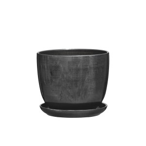 Doniczka z podstawką Sofia grafit mat - 21 cm