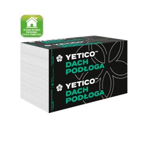 Płyty styropianowe t.b.t. z czarnym paskiem i białymi napisami.