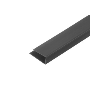 Szary profil dachowy z tworzywa sztucznego t.b.t., widok szczegółowy.