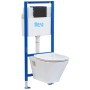 Zestaw WC wiszącego z niebieską ramą montażową i białą ceramiką t.b.t.