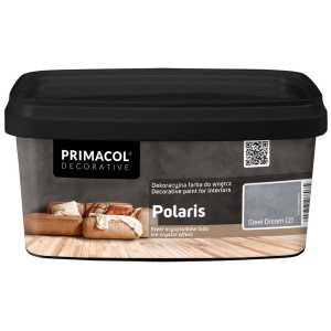 Wiadro farby do wnętrz Polaris "Steel Dream" z efektem Ice Crystal od Primacol Decorative.