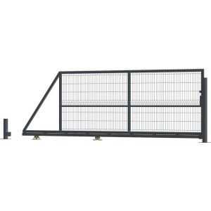 Metalowa brama przesuwna, część kategorii panele i siatki ogrodzeniowe.