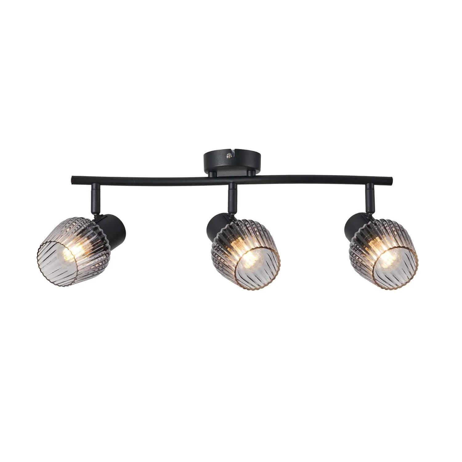 Candellux lampa sufitowa MITURA czarna 3xE27 40W klosz dymiony