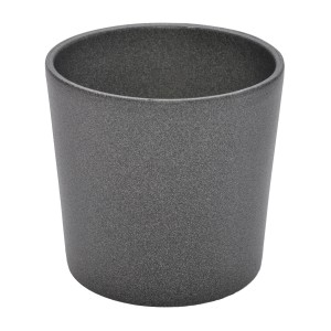 Szara doniczka t.b.t. do użytku wewnątrz i na zewnątrz.