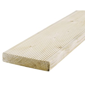 Jasna deska tarasowa t.b.t. z rowkowaną powierzchnią.