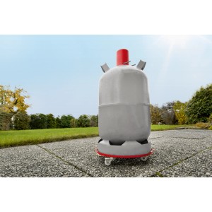 OBI wózek do butli gazowej z butlą gazową, pomoc transportowa z kółkami i hamulcami, max. 30 kg.