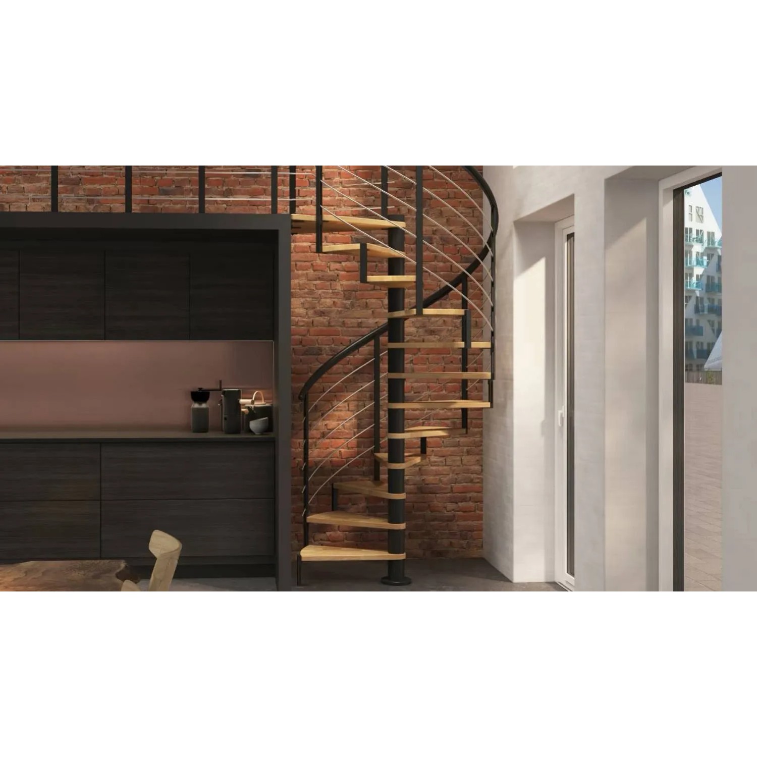 Dolle Schody spiralne Montreal 140 dąb olejowany antracyt max.H282