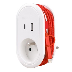 Germina Adapter podróżny z kablem ładującym 0,85 m czerwono-biały