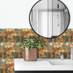 Mozaika ścienna samoprzylepna hexagon Rdza 29,4x30,3