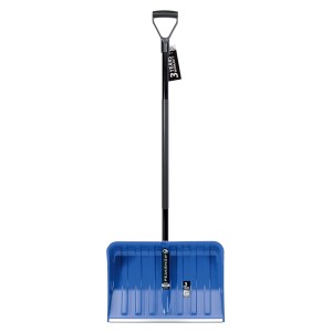 Niebieska łopata do śniegu z uchwytem D do odśnieżania.