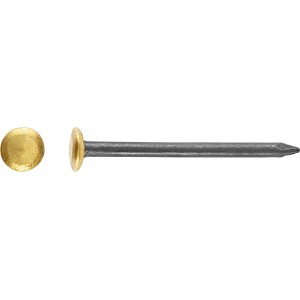 Gwóźdź stalowy LUX z mosiężną główką, 2 x 25 mm, do betonu i muru, 20 sztuk.