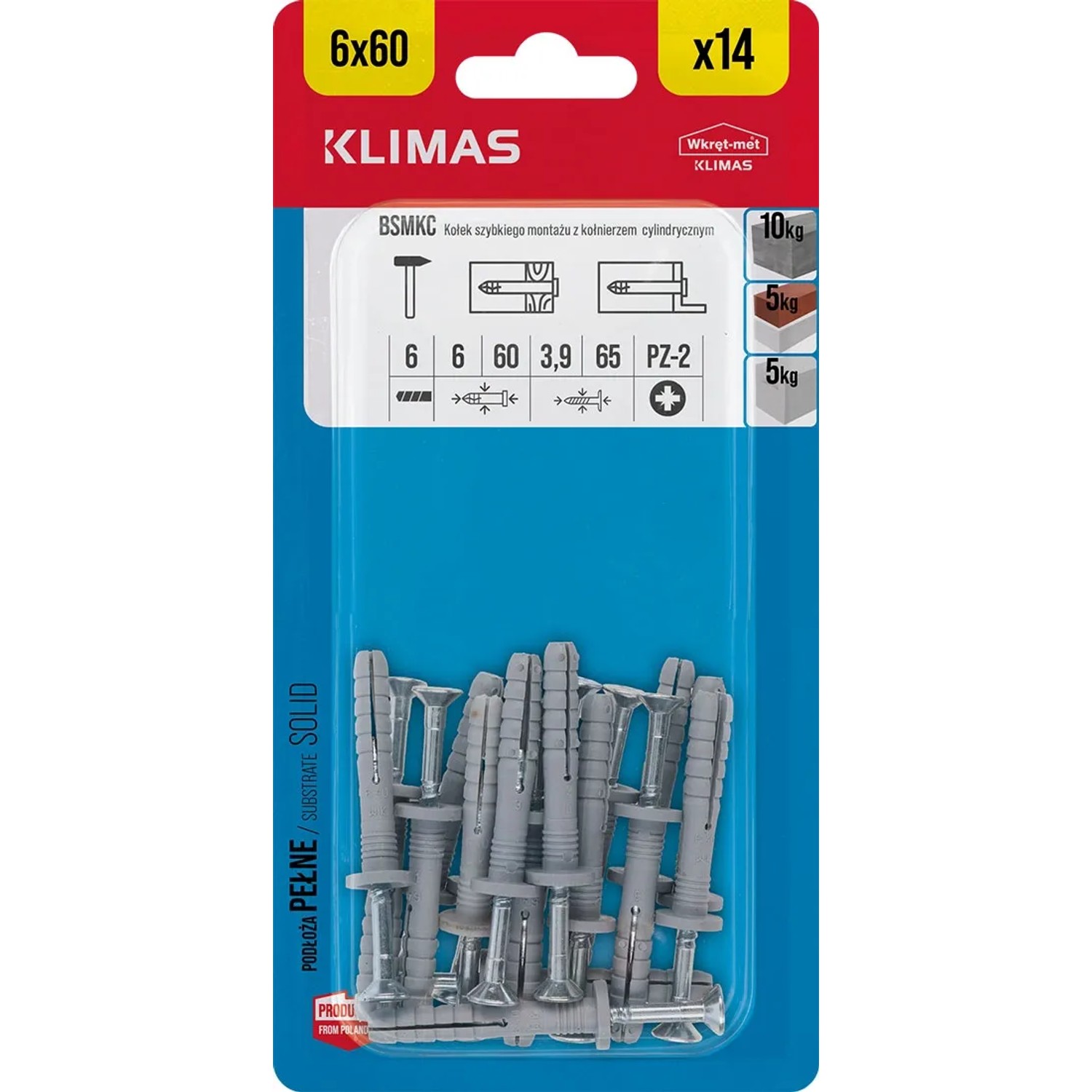 Wkręt-met Kołek wbijany z kołnierzem cylindrycznym 6 mm x 60 mm