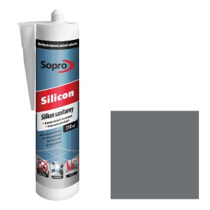 Sopro silikon sanitarny, tuba z próbką koloru, szary.