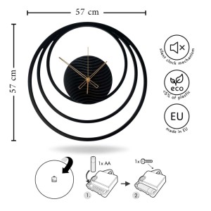 STYLER Zegar 3D CLOCK NOAH CL007 śr. 57 cm czarny