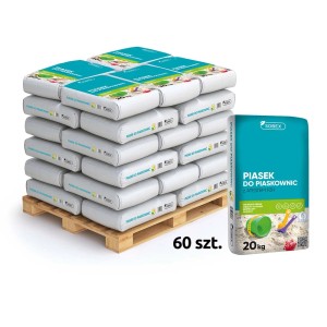 Paleta z 60 workami piasku do piaskownic Sobex, worki 20 kg.