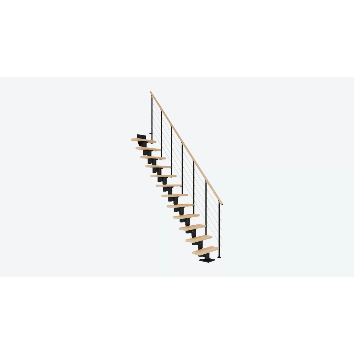 Dolle Schody modułowe Dublin 71cm proste dąb lakierowany czarny max.H292