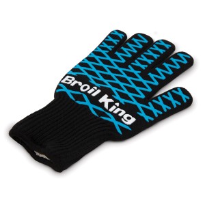 Rękawica do grillowania Broil King, czarna z niebieskim wzorem.