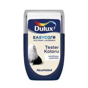 Tester koloru Dulux Easycare Wanilia, farba do kuchni i łazienki.