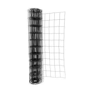 Zwinięta czarna siatka ogrodzeniowa. Idealna do ogrodzeń ogrodowych i zagród dla zwierząt.