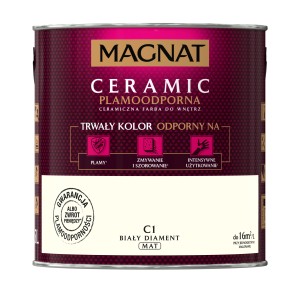 Puszka farby Magnat Ceramic do wnętrz, Biały Diament, matowa, kolorowa farba do ścian.