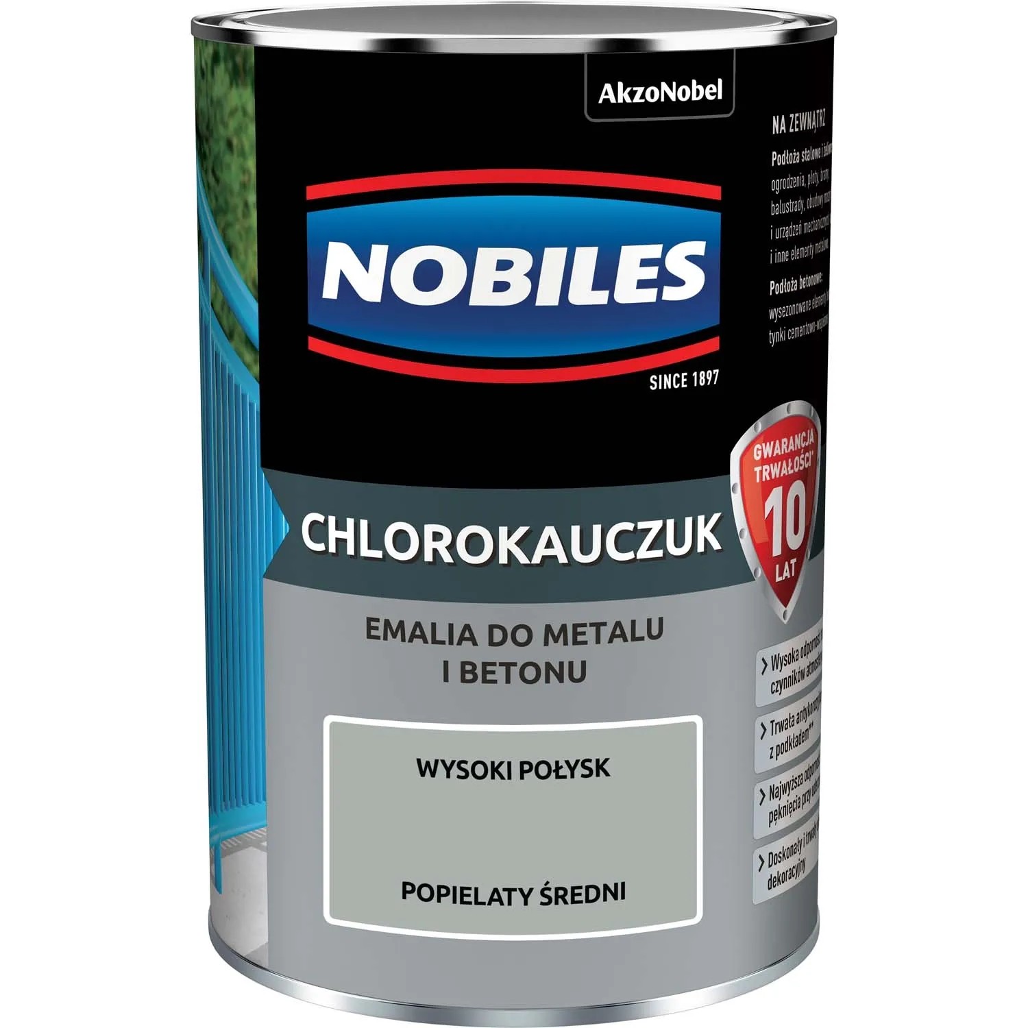 Emalia Nobiles Chlorokauczuk popielaty średni 900 ml