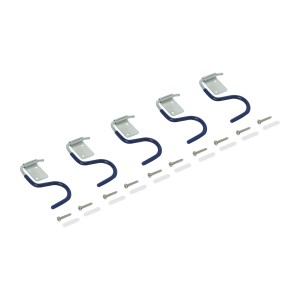 5 szt. haczyków na narzędzia LUX Classic z powłoką PVC i śrubami do montażu na ścianie.