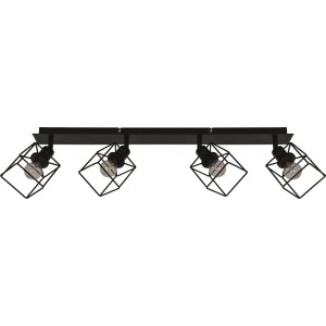 Czarny reflektor halogenowy t.b.t. z czterema lampami w stylu klatki.