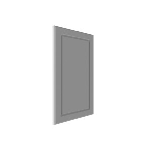 Szare drzwiczki do szafki kuchennej t.b.t. z profilowanym obramowaniem do zabudowy.