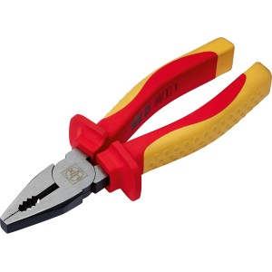 Kombinerki LUX Classic 180 mm z czerwono-żółtą, 3-komponentową rękojeścią z tworzywa sztucznego.