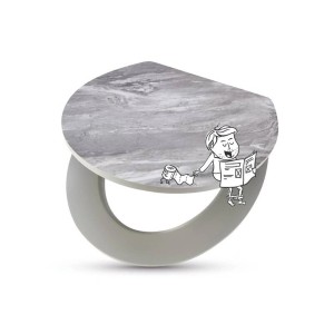 t.b.t. Deska sedesowa z efektem marmuru i motywem komiksowym.