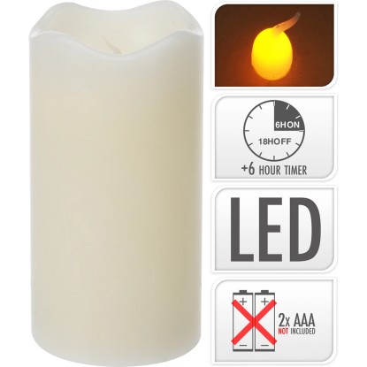 Świeca led z timerem bez baterii Krem L 7x13cm